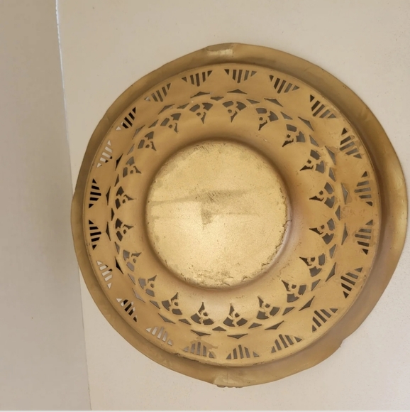 Antique Brides Basket Dutch Scene Gold Colored Swivel Handle VTG - Picture 6 of 7